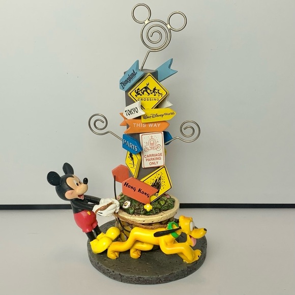 Vintage Authentic Disney Parks Mickey & Pluto Photo/Card Holder w/ Signs - Picture 3 of 9